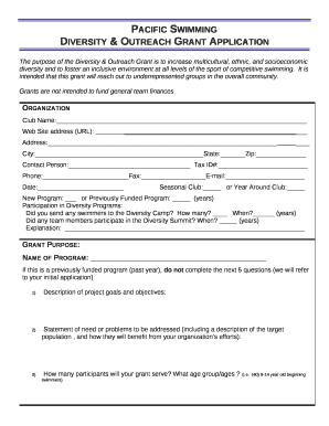 Diversity & Outreach Grant Application