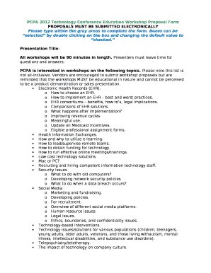 PCPA 2012 Technology Conference Education Workshop Proposal Form