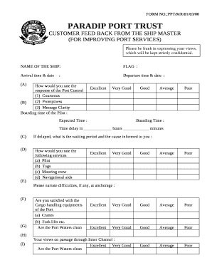 CUSTOMER FEED BACK FROM THE SHIP MASTER