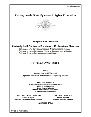 Centrally Held Contracts For Various Professional Services