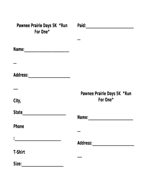 Pawnee Prairie Days 5KRun For One