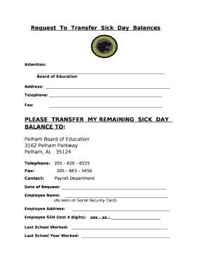 PLEASETRANSFERMY REMAININGSICKDAYBALANCE TO: