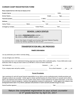 CAREER CAMP REGISTRATION FORM