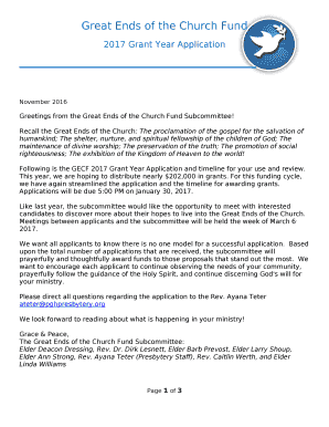 Following is the GECF 2017 Grant Year Application and timeline for your use and review