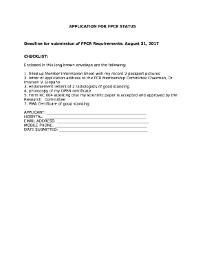 APPLICATION FOR FPCR STATUS