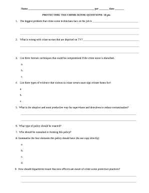 PROTECTING THE CRIME SCENE QUESTIONS16 pts