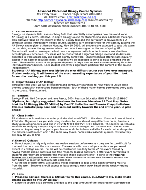 Advanced Placement Biology Course Syllabus