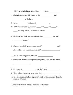Bill Nye Wind Question SheetName
