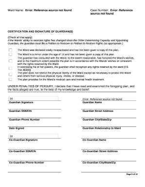 Guardianship plan sample