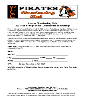 Pirates Cheerleading Club2017 Senior High School Cheerleader Scholarship