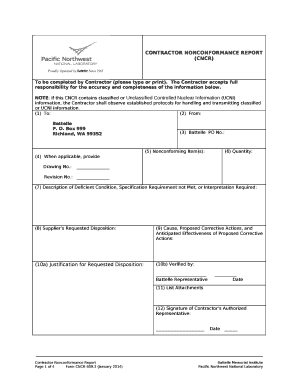 CONTRACTOR NONCONFORMANCE REPORT (CNCR)