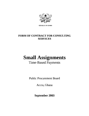 FORM OF CONTRACT FOR CONSULTING SERVICES