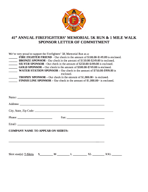 41st ANNUAL FIREFIGHTERS MEMORIAL 5K RUN & 1 MILE WALK