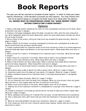 This year you will be required to complete 8 book reports