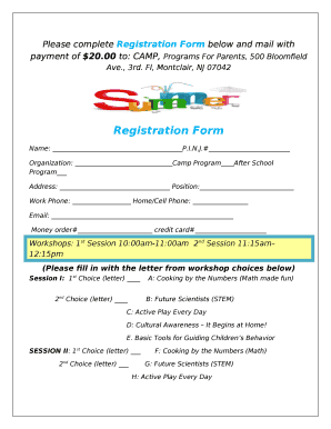 Please complete Registration Form below and mail with payment of $20