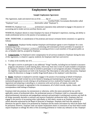 This Agreement, made and entered into as of the day of , between Certified Public Accountants (hereinafter called "Employer") and (hereinafter called "Employee")