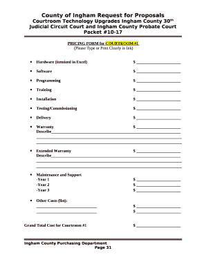 PRICING FORM for COURTROOM #1