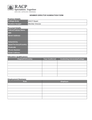MEMBER DIRECTOR NOMINATION FORM