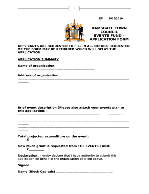 EVENTS FUND APPLICATION FORM