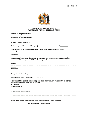 RAMSGATE FUND RETURNS FORM