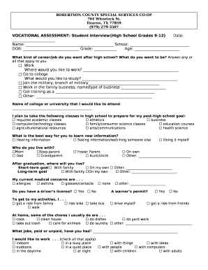 VOCATIONAL ASSESSMENT: Student Interview(High School Grades 9-12)Date: