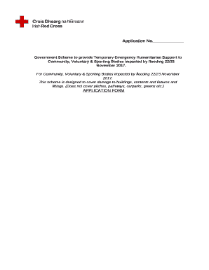Government Scheme to provide Temporary Emergency Humanitarian Support to Community, Voluntary & Sporting Bodies impacted by flooding 22/23 November 2017