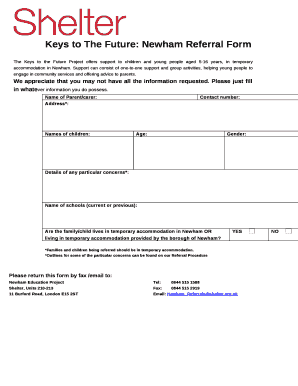 Keys to The Future: Newham Referral Form