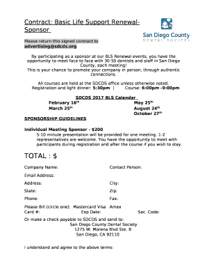 Contract: Basic Life Support Renewal-Sponsor