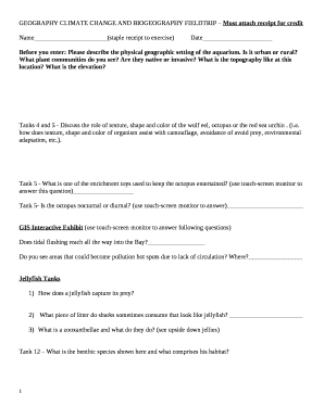 GEOGRAPHY CLIMATE CHANGE AND BIOGEOGRAPHY FIELDTRIP Must attach receipt for credit