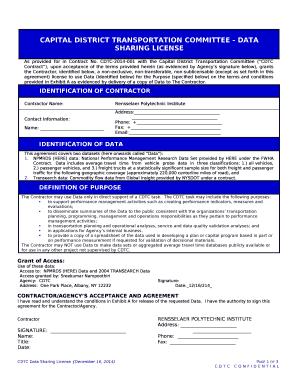 CAPITAL DISTRICT TRANSPORTATION COMMITTEE - Data SHARING LICENSE