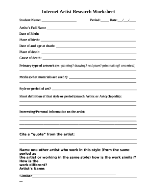 Artist Research Template Doc Template PdfFiller Artist Research Template Doc Template PdfFiller