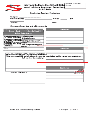 Subjective Teacher Evaluation