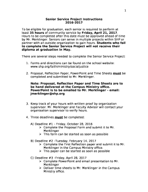 Senior Service Project Instructions