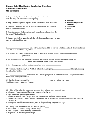 Chapter 9: Political Parties Test Review Questions