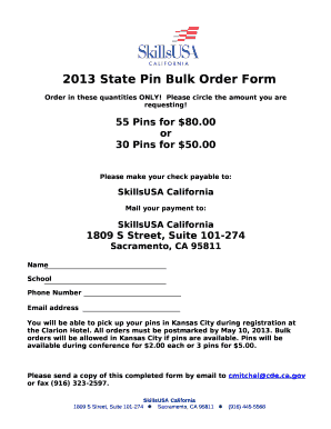 2013 State Pin Bulk Order Form