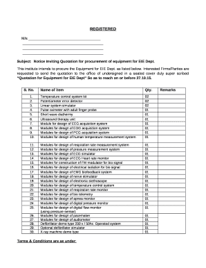 Subject:Notice Inviting Quotation for procurement of equipment for EIE Dept