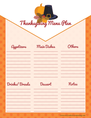 Thanksgiving Menu Plan