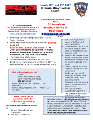 CLEVELAND AREA SOAP BOX DERBY REGISTRATION FORM