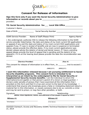 Sign this form only if you want the Social Security Administration to give information or records about you to(service provider)