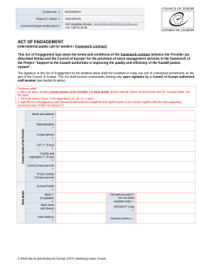 (International public call for tenders / Framework contract)