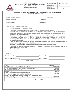 (Checklist of AEP Requirements)