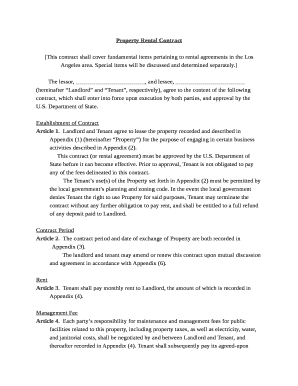 This contract shall cover fundamental items pertaining to rental agreements in the Los Angeles area