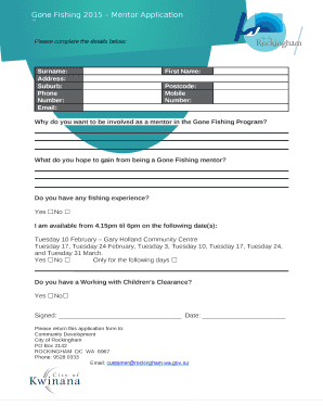 Why do you want to be involved as a mentor in the Gone Fishing Program