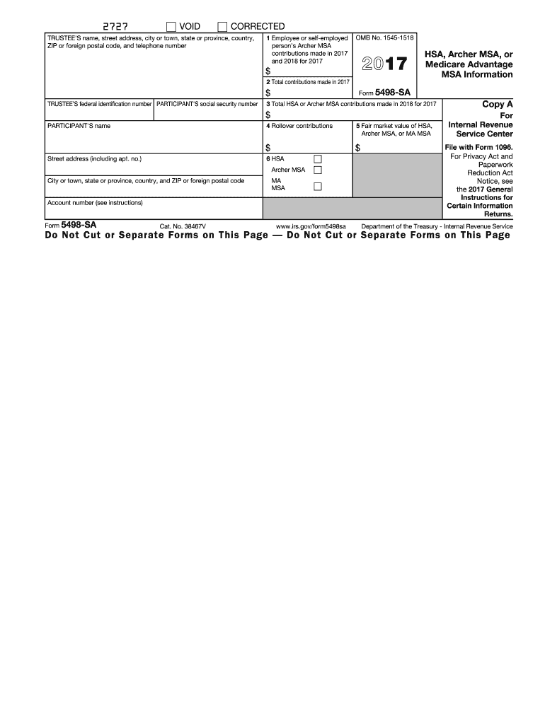 2017 5498 sa form Preview on Page 1