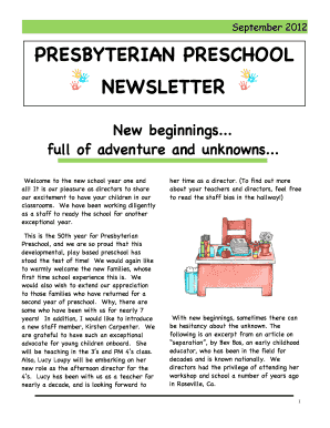 fillable online preschool director message for newsletter preschool newsletter