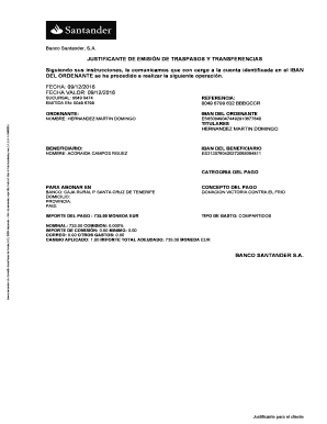 JUSTIFICANTE DE EMISIN DE TRASPASOS Y TRANSFERENCIAS