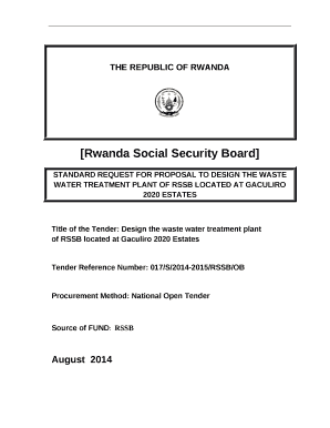 STANDARD REQUEST FOR PROPOSAL TO DESIGN THE WASTE WATER TREATMENT PLANT OF RSSB LOCATED AT GACULIRO 2020 ESTATES