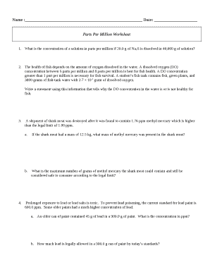 Ppm worksheet
