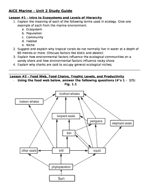 AICE Marine Unit 2 Study Guide