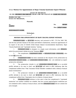 AMotion For Appointment of Rape Trauma Syndrome Expert Witness